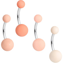 Load image into Gallery viewer, Matte Peaches and Cream Belly Ring Set of 4