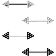 Load image into Gallery viewer, 14G 9/16 Clear Gem Triangle End Barbell Nipple Ring Set of 4