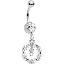 Load image into Gallery viewer, Clear Gem Holiday Wreath of Stars Dangle Belly Ring