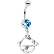 将图片加载到图库查看器,Aqua Gem Stars Orbiting Saturn Dangle Belly Ring