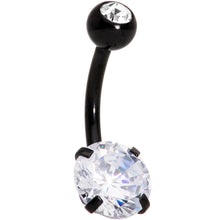 Load image into Gallery viewer, Clear Gem Black Large and Small Gem Belly Ring