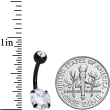 Load image into Gallery viewer, Clear Gem Black Large and Small Gem Belly Ring
