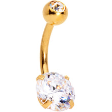 Load image into Gallery viewer, Clear Gem Gold Tone Large and Small Gem Belly Ring