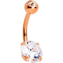 将图片加载到图库查看器,Clear Gem Rose Gold Tone Large and Small Gem Belly Ring