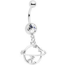 将图片加载到图库查看器,Clear Gem Stars Orbit Planet Saturn Dangle Belly Ring