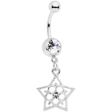Load image into Gallery viewer, Clear Gem Star and Snow Flower Dangle Belly Ring