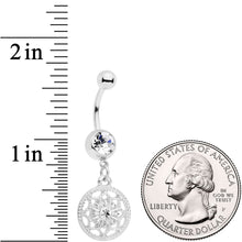 将图片加载到图库查看器,Clear Gem Ring Around a Snowflake Dangle Belly Ring