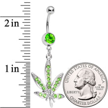 将图片加载到图库查看器,Green Gem 420 Somewhere Marijuana Dangle Belly Ring
