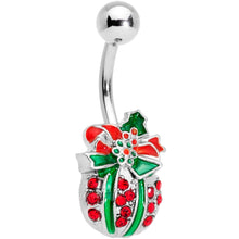 Load image into Gallery viewer, Clear Gem Red Holiday Gift Ornament Belly Ring Set of 4