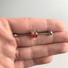 Load image into Gallery viewer, 14G Red Gem Precious Holiday Ornament Industrial Barbell 38mm