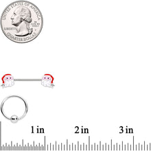 Load image into Gallery viewer, 14G 9/16 Santa Captive Barbell Nipple Ring Set of 4