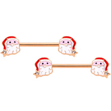 将图片加载到图库查看器,14G Rose Gold Tone Santa Captive Barbell Nipple Ring Set of 4