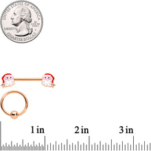 将图片加载到图库查看器,14G Rose Gold Tone Santa Captive Barbell Nipple Ring Set of 4