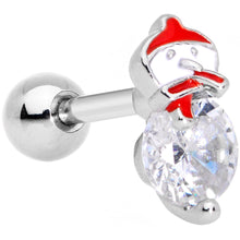 Load image into Gallery viewer, Clear Gem Winter Fun Snowflake Snowman Cartilage Tragus Set of 2