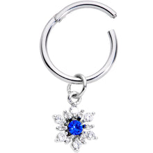将图片加载到图库查看器,16G 3/8 Blue Clear Snowflake Hinged Dangle Segment Ring