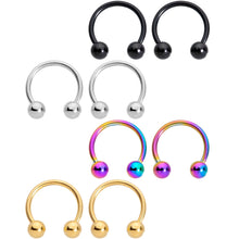 Load image into Gallery viewer, 16G 3/8 Color Variety Horseshoe Curved Barbell Set of 8