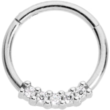 Load image into Gallery viewer, 16G 3/8 Clear CZ Gem Quartet Hinged Segment Ring