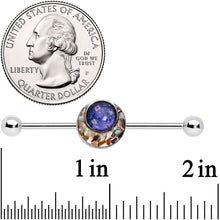 Load image into Gallery viewer, 14G Blue Orb Mosaic Crescent Moon Industrial Barbell 38mm