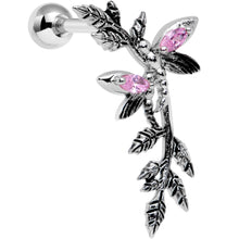 Load image into Gallery viewer, 16G 1/4 Pink Gem Sprig of Springtime Left Ear Cartilage Earring