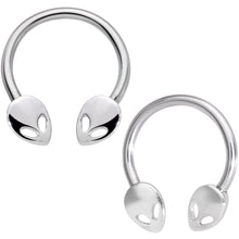 将图片加载到图库查看器,14G 13mm Outer Space Aliens Horseshoe Nipple Ring Set