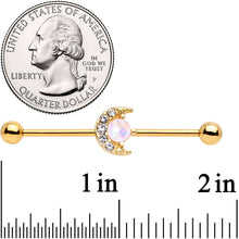 Load image into Gallery viewer, 14G Gold Tone Celestial Crescent Moon Industrial Barbell 38mm