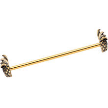 Load image into Gallery viewer, 14G Gold Tone Split Pineapple Ends Industrial Barbell 38mm