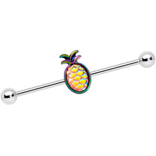 Load image into Gallery viewer, 14G Rainbow Iridescent Dreamy Pineapple Industrial Barbell 38mm