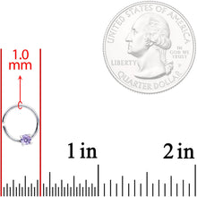 Load image into Gallery viewer, 18G 5/16 Purple Gem 925 Sterling Silver Seamless Circular Ring