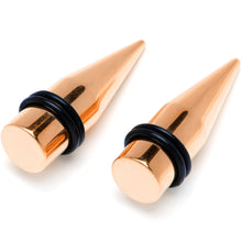 将图片加载到图库查看器,Rose Gold Tone PVD Straight Plug and Taper Set Sizes 5mm to 10mm