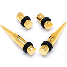 Load image into Gallery viewer, Gold Tone PVD Straight Plug and Taper Set Sizes 5mm to 10mm