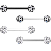 Load image into Gallery viewer, 14G 9/16 Clear Gem Disco Ball Barbell Nipple Ring Set of 4