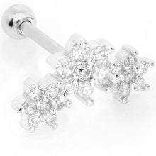 Load image into Gallery viewer, 16G 5/16 Clear CZ Flowers Cartilage Tragus Earring