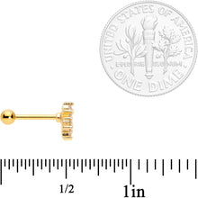 将图片加载到图库查看器,16G 5/16 Clear CZ Gold Tone Flowers Cartilage Tragus Earring
