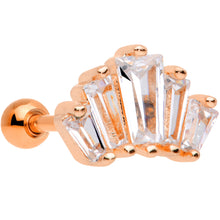 将图片加载到图库查看器,18G 5/16 Clear CZ Rose Gold Tone Crown Cartilage Tragus Earring