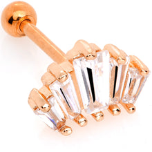 将图片加载到图库查看器,18G 5/16 Clear CZ Rose Gold Tone Crown Cartilage Tragus Earring
