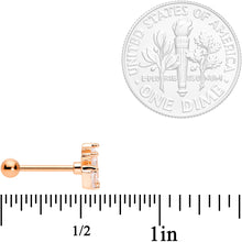 将图片加载到图库查看器,18G 5/16 Clear CZ Rose Gold Tone Crown Cartilage Tragus Earring