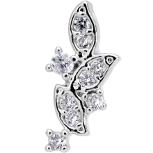 Load image into Gallery viewer, 18G 5/16 Clear CZ Gem Leafy Flourish Cartilage Tragus Earring