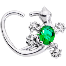 将图片加载到图库查看器,16G 3/8 Green Gem Love Lizard Left Heart Closure Ring