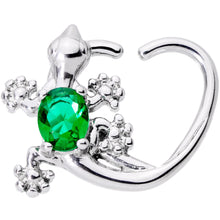 Load image into Gallery viewer, 16G 3/8 Green Gem Love Lizard Right Heart Closure Ring