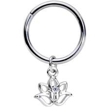 将图片加载到图库查看器,16G 3/8 Clear CZ Gem Lotus Flower Dangle Hinged Segment Ring