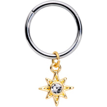 将图片加载到图库查看器,16G 3/8 Clear Cubic Zirconia Gem Star Dangle Hinged Segment Ring
