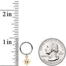 将图片加载到图库查看器,16G 3/8 Clear Cubic Zirconia Gem Star Dangle Hinged Segment Ring