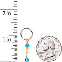 Load image into Gallery viewer, 16G 3/8 Blue Cubic Zirconia Gem Chain Dangle Hinged Segment Ring