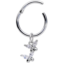 Load image into Gallery viewer, 16G 3/8 Clear CZ Gem Fluttering Butterflies Hinged Segment Ring