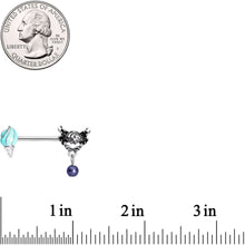 Load image into Gallery viewer, 14G 9/16 Nautical Shell and Crab Dangle Barbell Nipple Ring Set