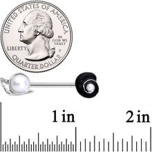 将图片加载到图库查看器,14G 9/16 Clear Gem White Orb Snail Shell Barbell Nipple Ring Set