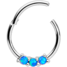 将图片加载到图库查看器,16G 3/8 Blue Synthetic Opal Hinged Segment Ring