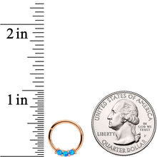 Load image into Gallery viewer, 16G 3/8 Blue Synthetic Opal Rose Gold Tone Hinged Segment Ring