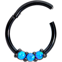 将图片加载到图库查看器,16G 3/8 Blue Synthetic Opal Black Hinged Segment Ring