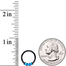 将图片加载到图库查看器,16G 3/8 Blue Synthetic Opal Black Hinged Segment Ring